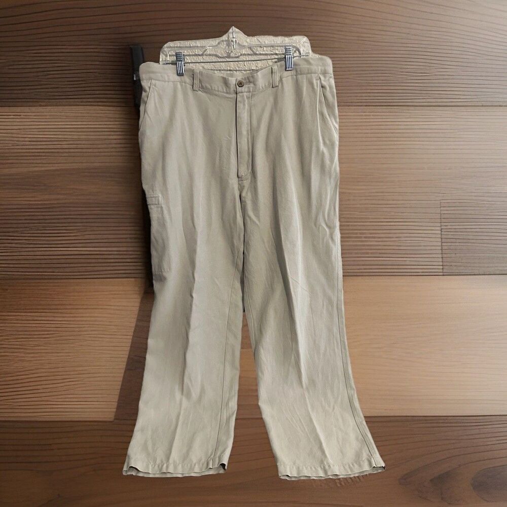 Roundtree & Yorke Caribbean 100% Silk Flat‎ Front Pants 38x32 Old Money Leisure